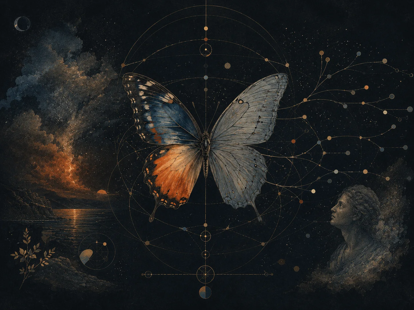 Papillon cosmique et diagramme des causes en version sombre