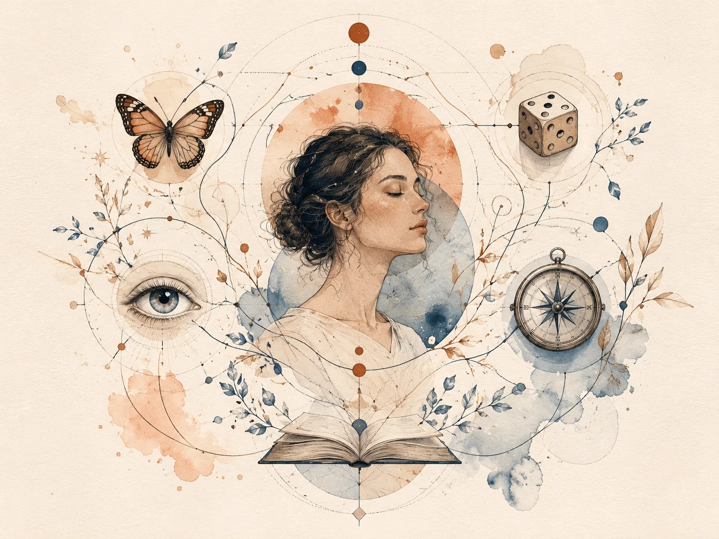 Papillon de synthèse et géométrie intérieure en version claire